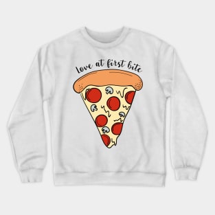 Love At First Bite, Tasty Funny Pizza Crewneck Sweatshirt